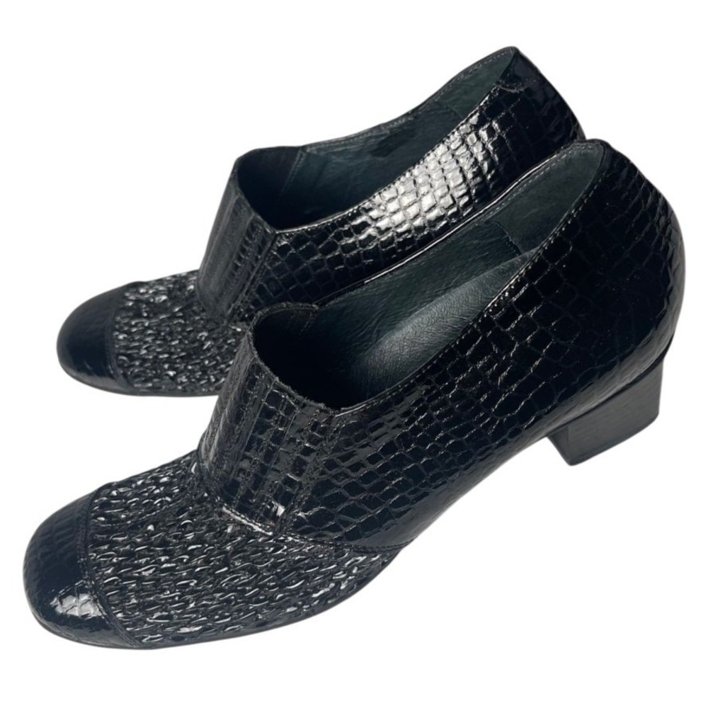 Helle Comfort Crocodile Embossed Patent Leather Heeled  Shoes, Sz.‎ 9.5 women